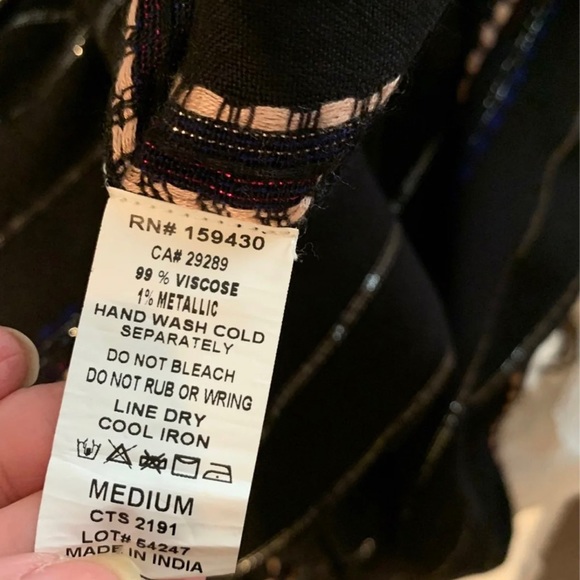 $$$$$$OLD M Elan Black Multicolor Viscose Striped High Waist Wide Leg Pants Tank - Picture 9 of 13